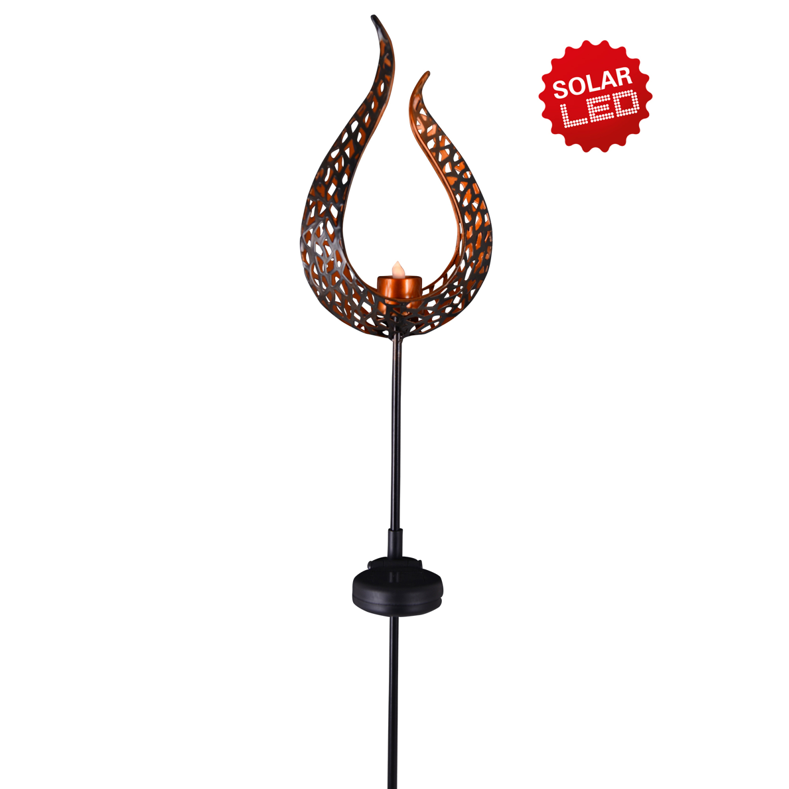 Solar-LED-Erdspieß Flamme - braun - 90 cm hoch