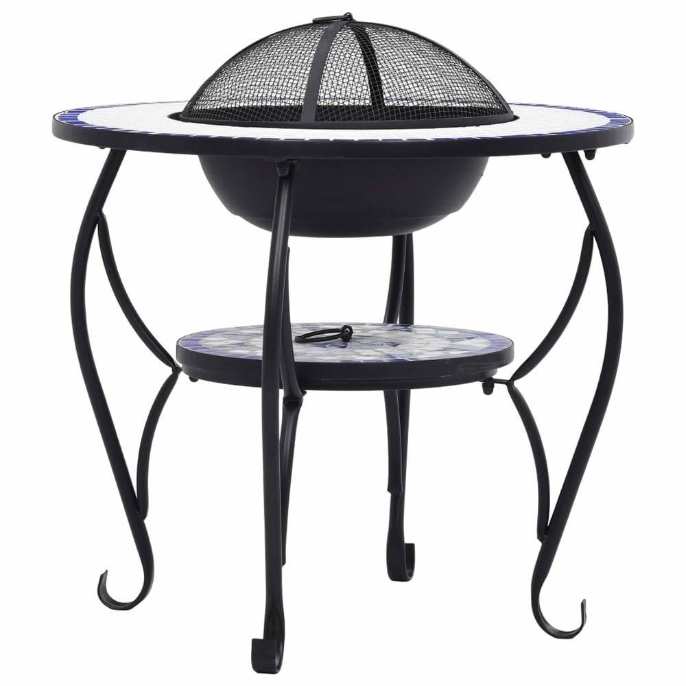 Table de foyer mosaïque bleu et blanc 68 cm céramique