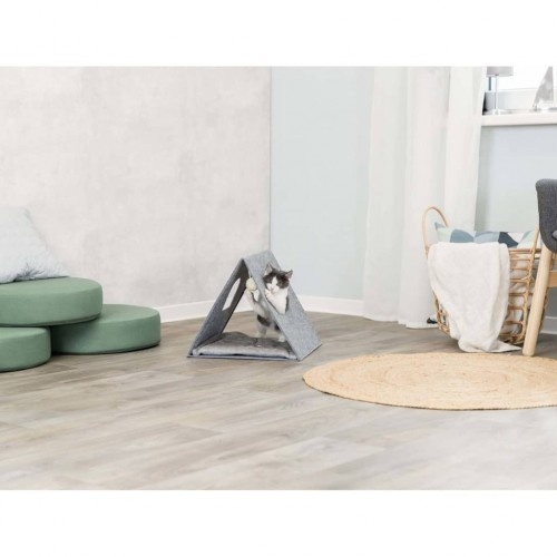 Cama triangular para gato, cinza
