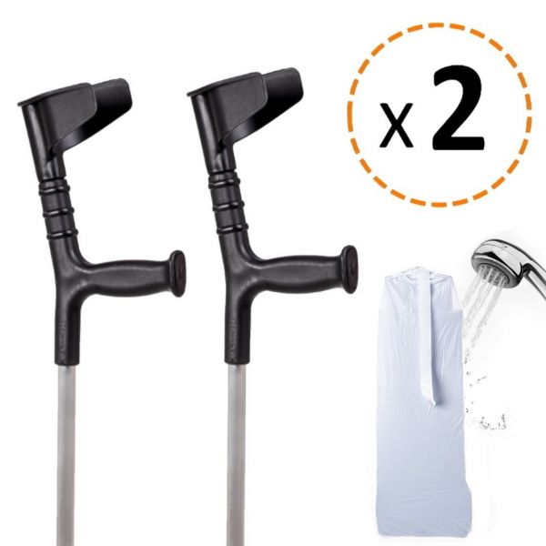 OrtoPrime Muletas Ajustáveis para Adultos Pacote de 2 Unidades com Capas de Gesso