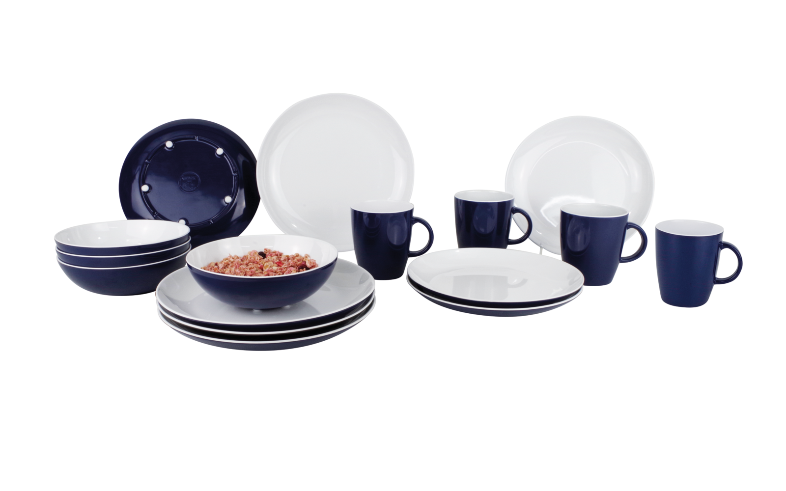 Gimex Geschirrset Classic Line 16 teilig schwarz/weiß