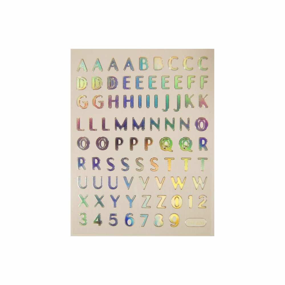 80 autocollants - alphabet - brillant - 1,8 cm