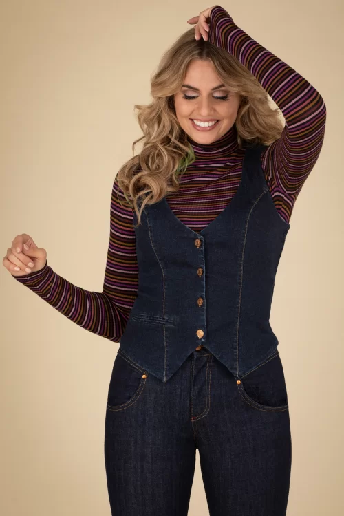 Rock-a-Booty Dianne gilet in denim blauw