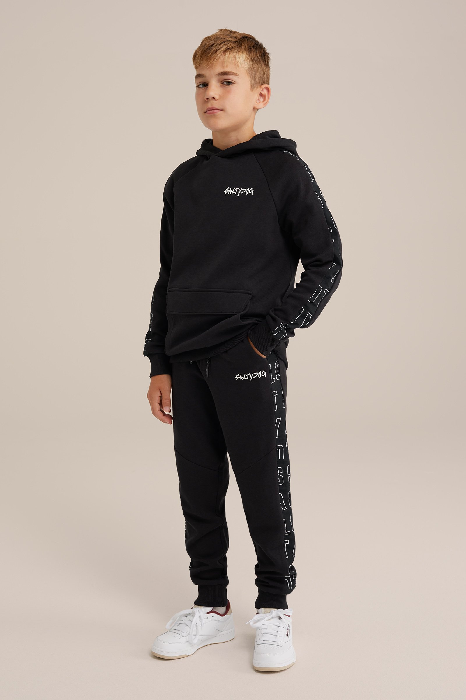 Jongens joggingbroek met tapedetail Salty Dog Zwart