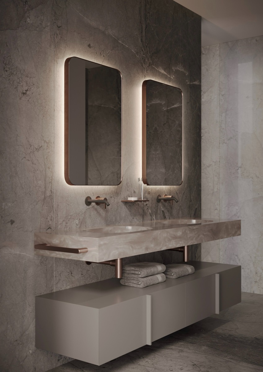 Martens Design Vegas spiegel met LED verlichting, spiegelverwarming en sensor 45x90cm mat zwart