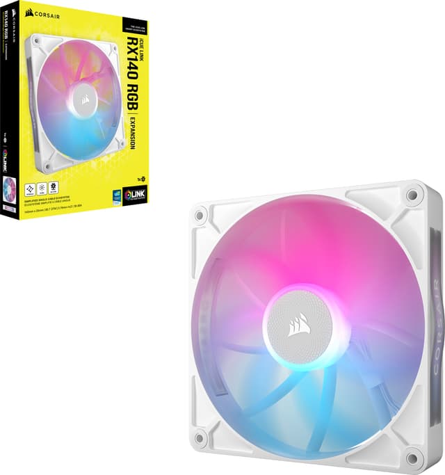Corsair iCUE LINK RX140 RGB 140mm PWM-udvidelsesblæser (hvid)