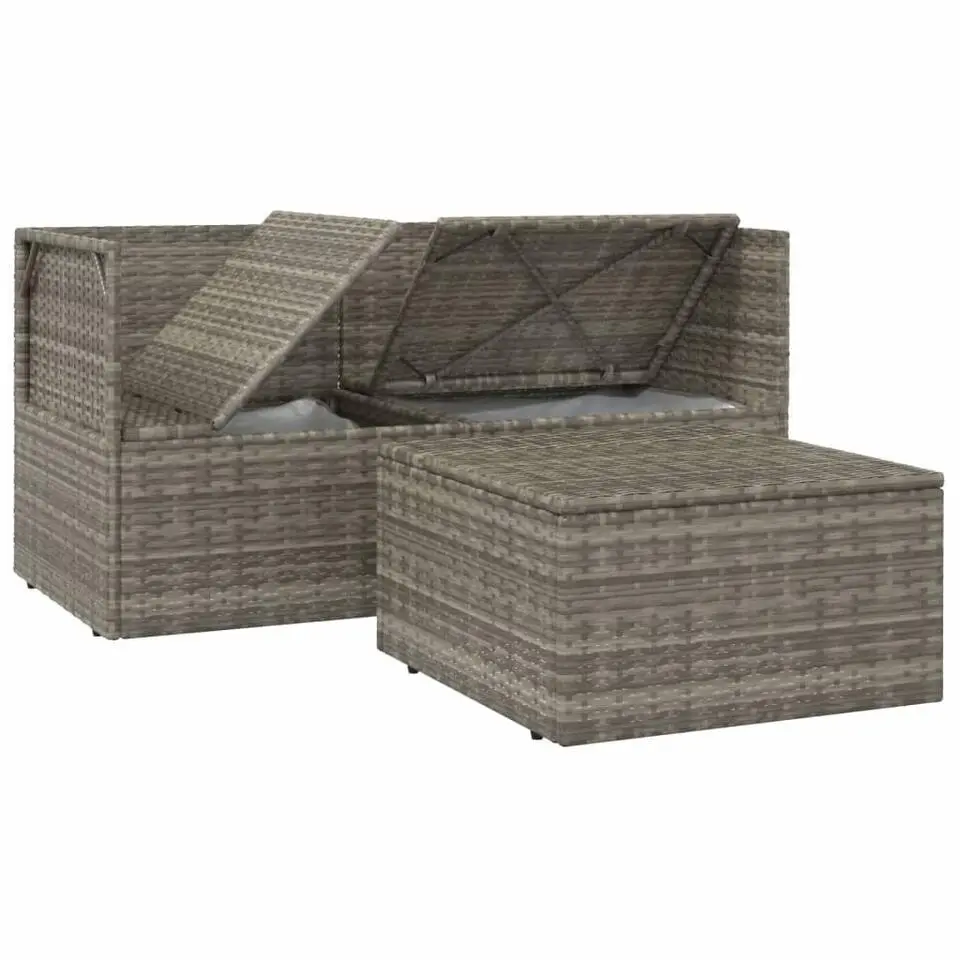 vidaXL - Loungeset - Grijs - Poly rattan - 3 stuks - Met kussens