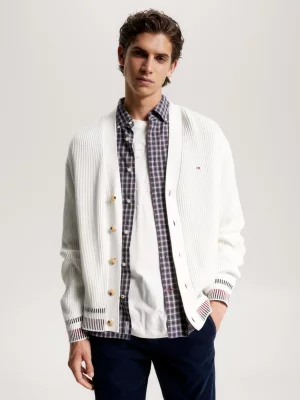 Cardigã Global Stripe Rib-Knit Relaxed Fit