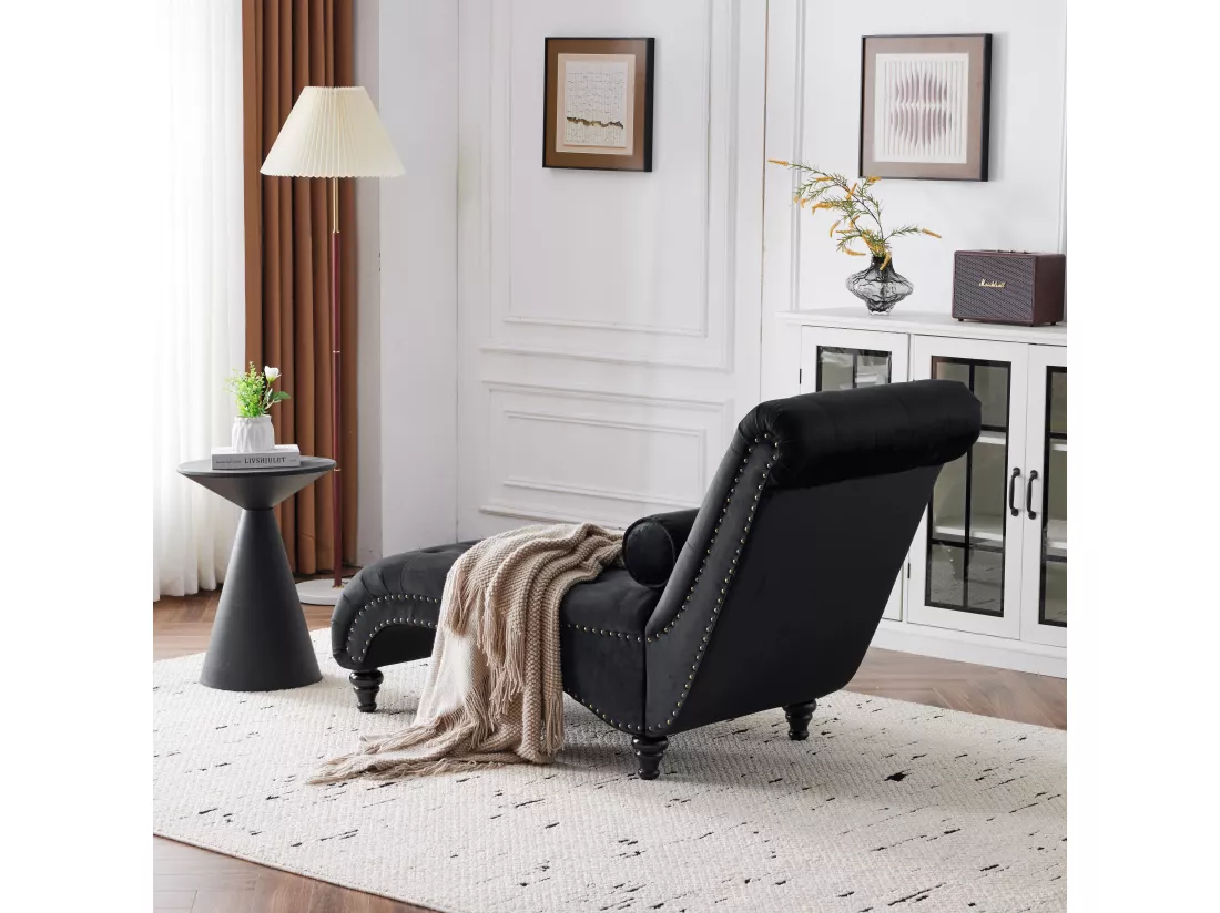 Canapé rembourré - avec coussin lombaire - Noir