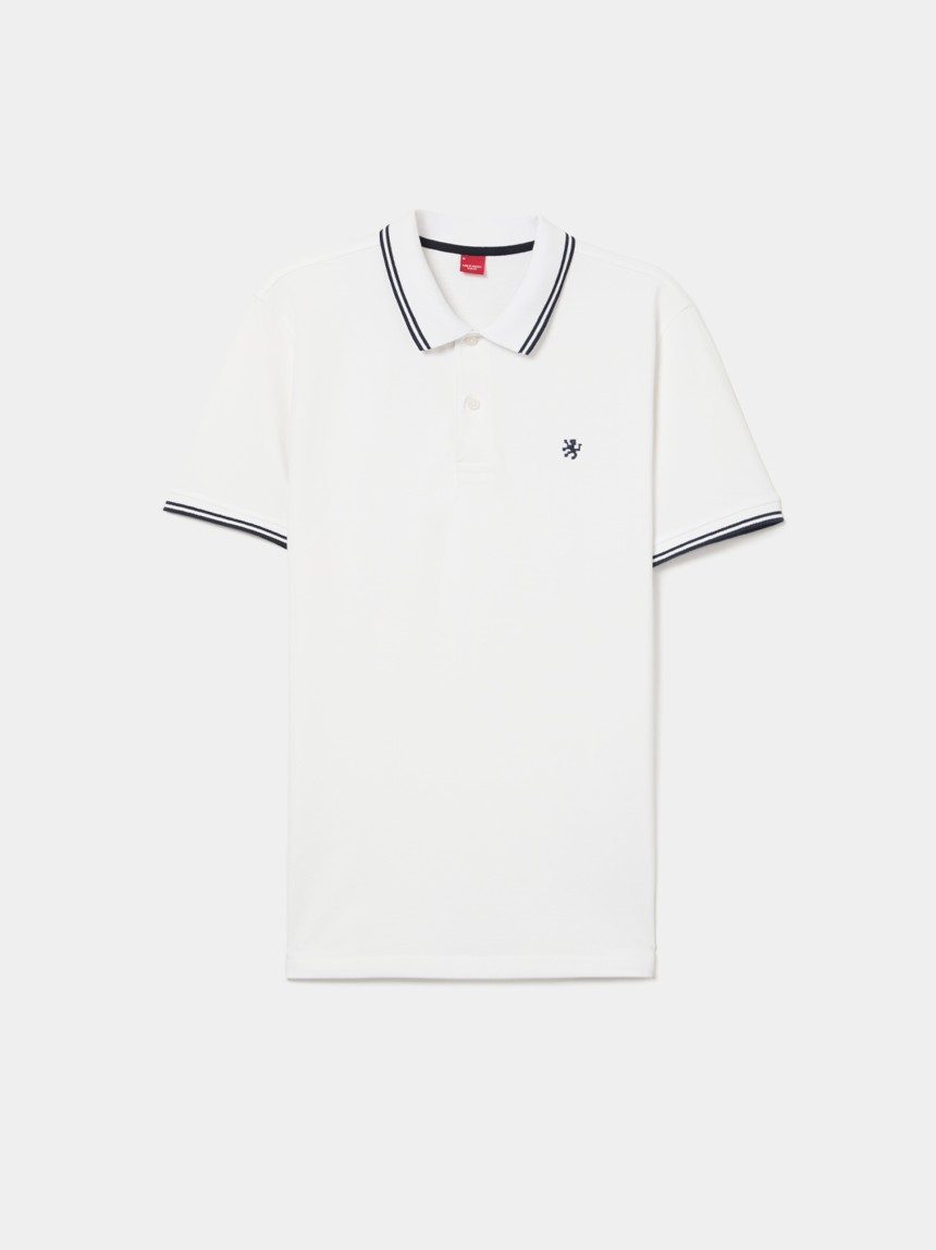 Polo piqué slim fit com riscas