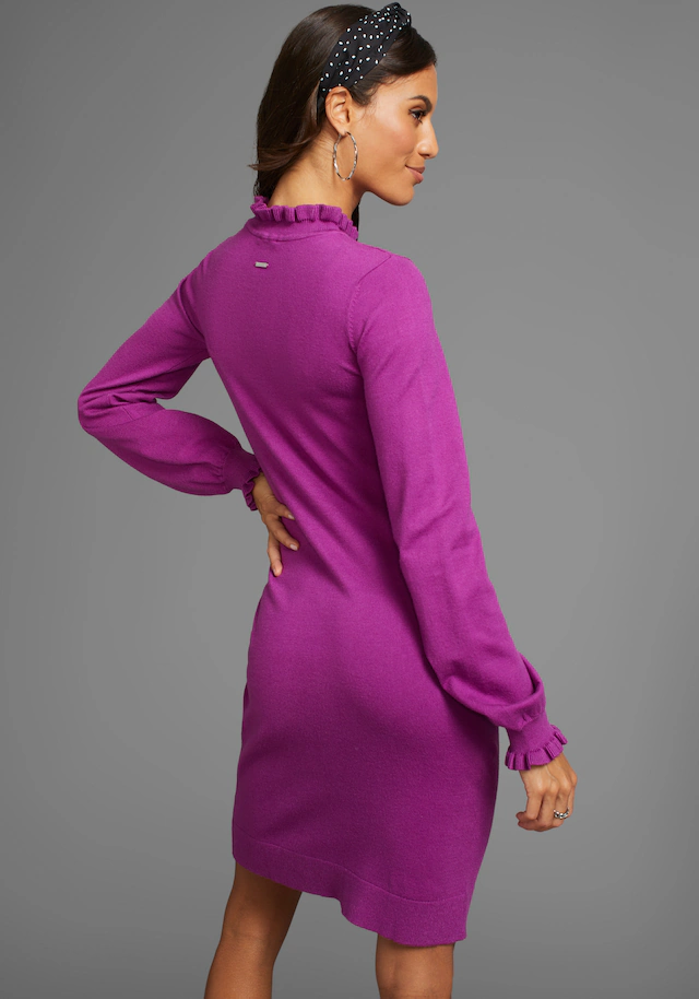 Laura Scott Strickkleid Ohne Taschen aus Viskosemischung mit femininem Rüschendetail