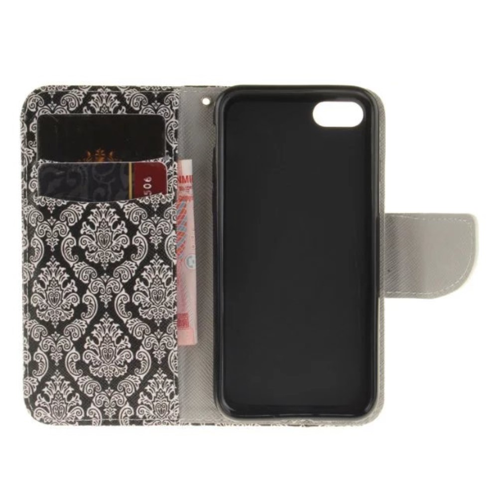 iPhone SE (2022/2020) / 8 / 7 Leder Tasche Wallet - Damask Flowers