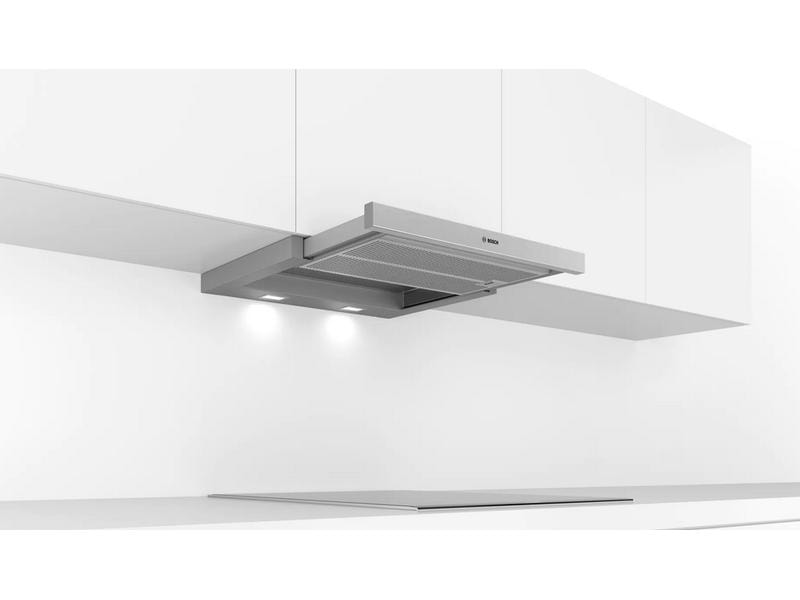 Bosch Flachschirmhaube DFS067A51C 4 Stufen Teleskop-Dunstabzugshaube für den Einbau in einen 60 cm breiten Oberschrank