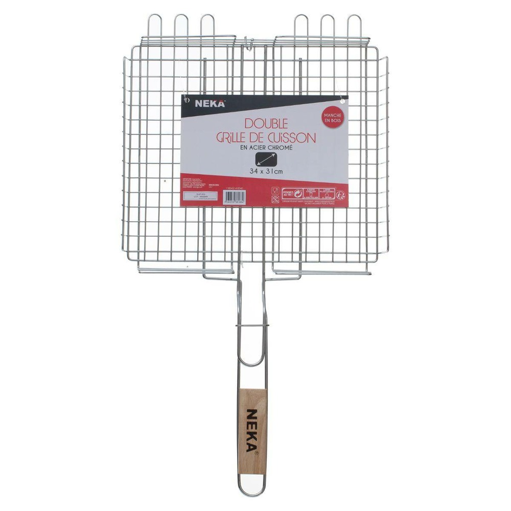 Grille de barbecue rectangulaire panier 34x31cm
