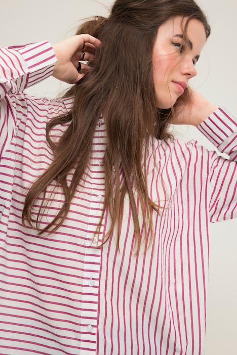 Hemd, Loose Shape, Streifenmix, Hemdkragen, Langarm