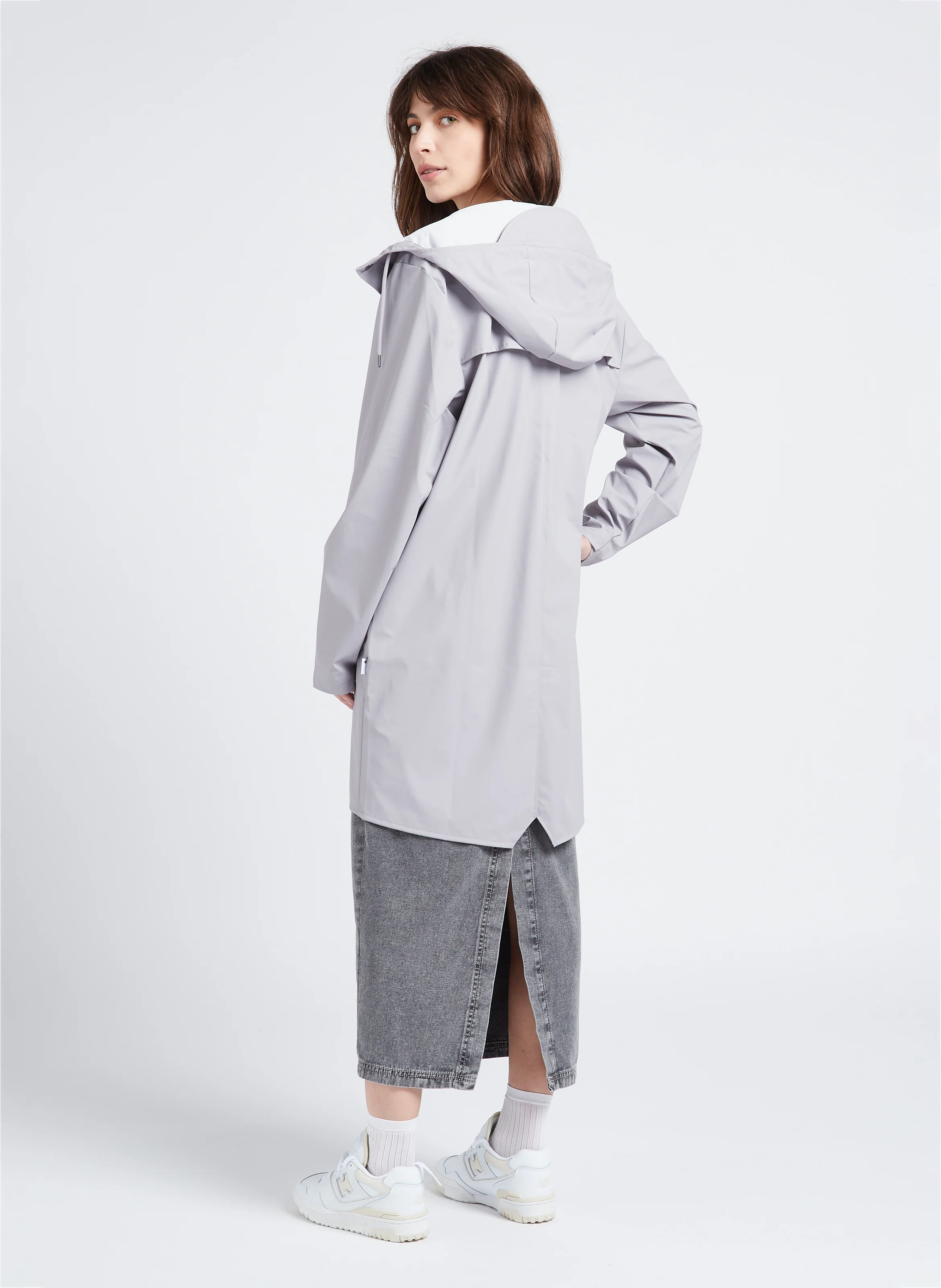 JAZY - Jupe midi droite en coton | Gris