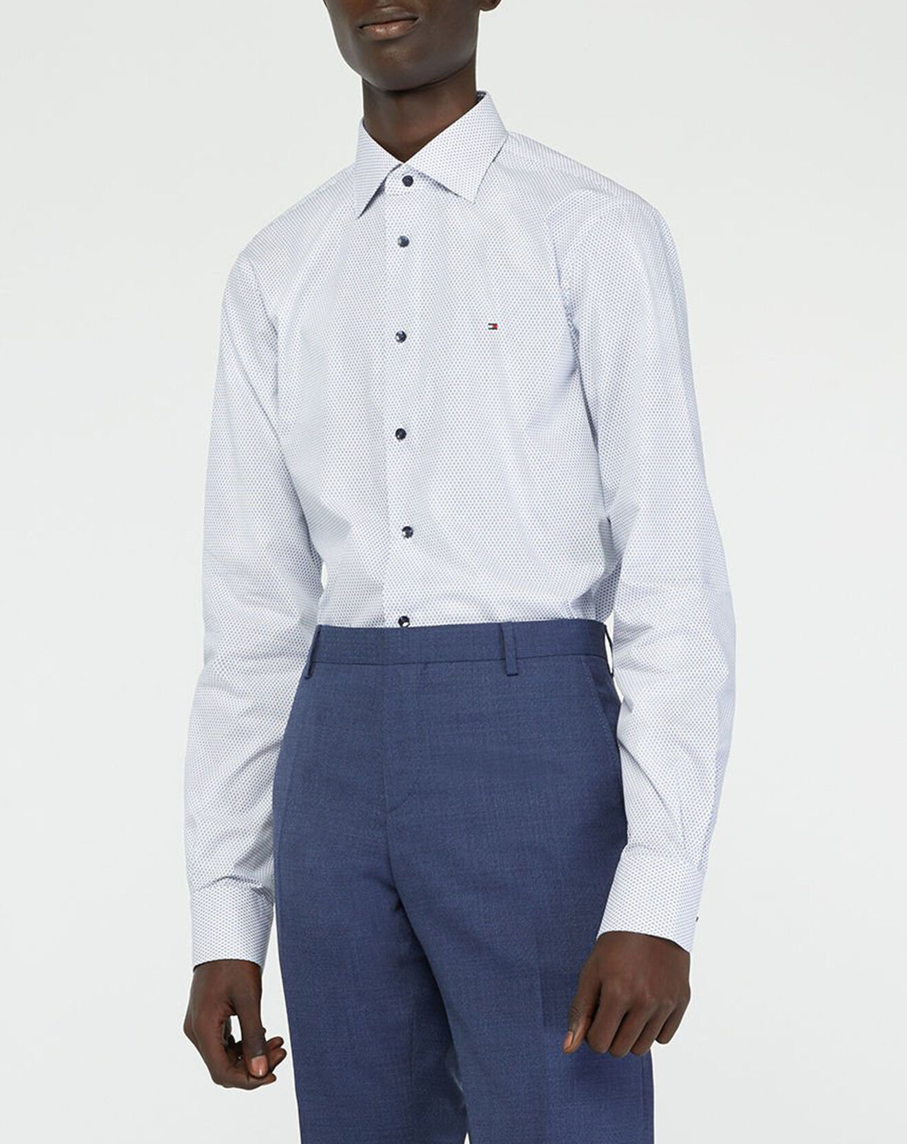 Tommy Hilfiger Chemise regular fit Popeline imprimée bleu/blanc