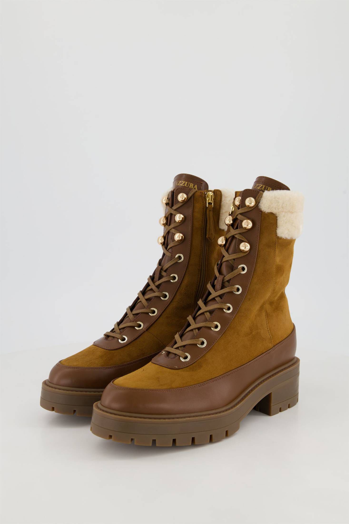Aquazzura| Damen Schnürboots VERY CORTINA SHEARLING BOOTIE aus Leder