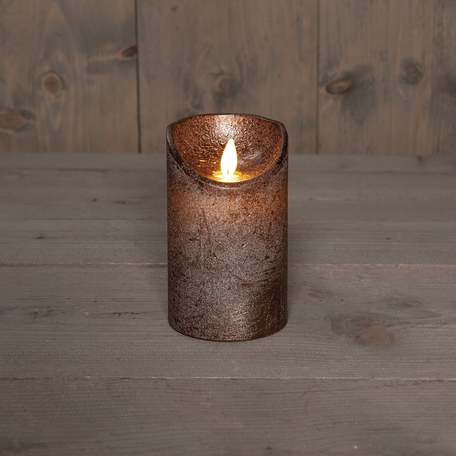 Anna's Collection LED stompkaars met timer brons D 7,5 H 12,5 cm