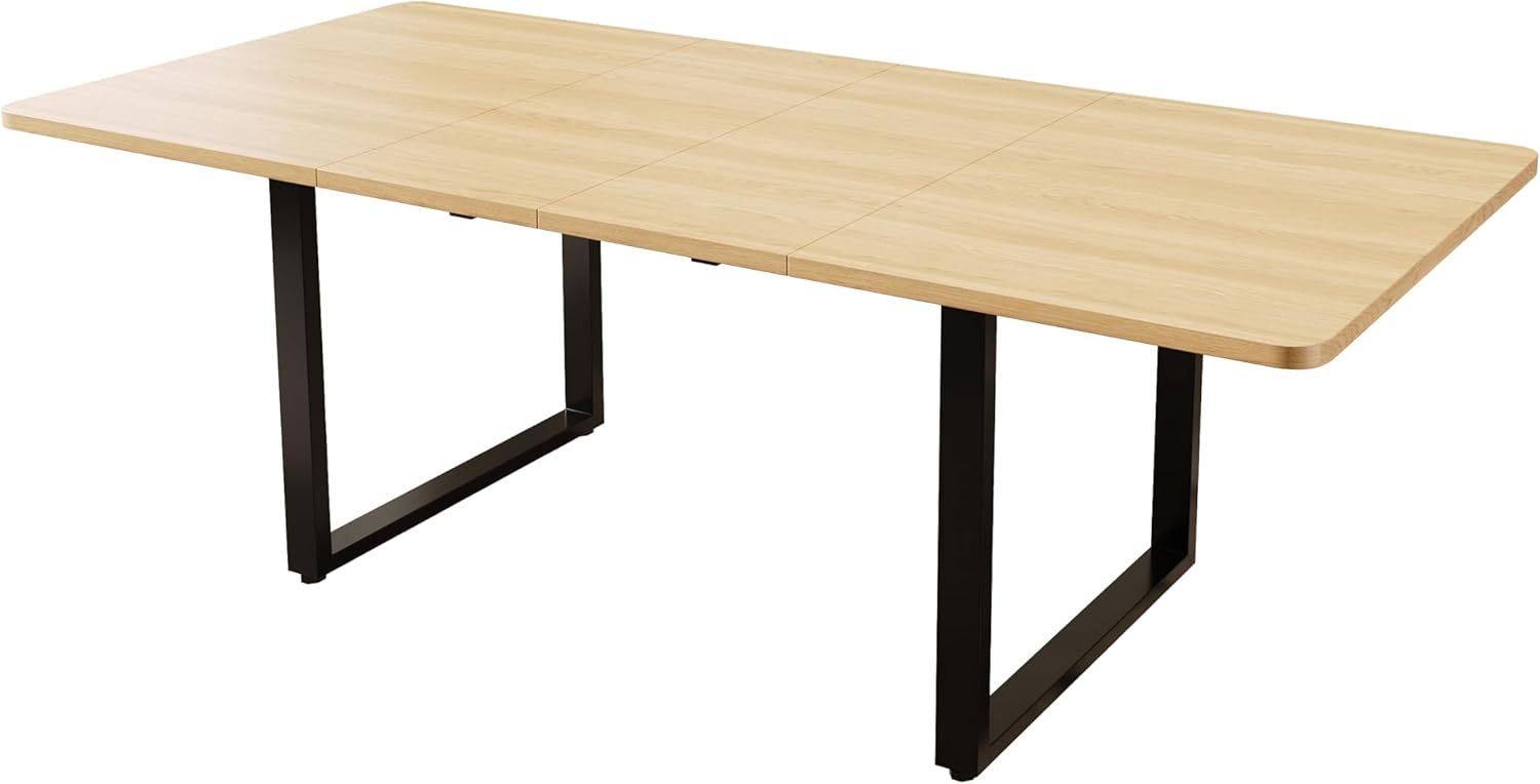 Merax Ausziehbarer Esstisch 140/180/220×80 cm, rechteckiger Tisch für 6–10 Personen, Metallbeine, 3-stufig verlängerbar, stabil, modernes Esszimmer- und Küchendesign, Holzfarbe