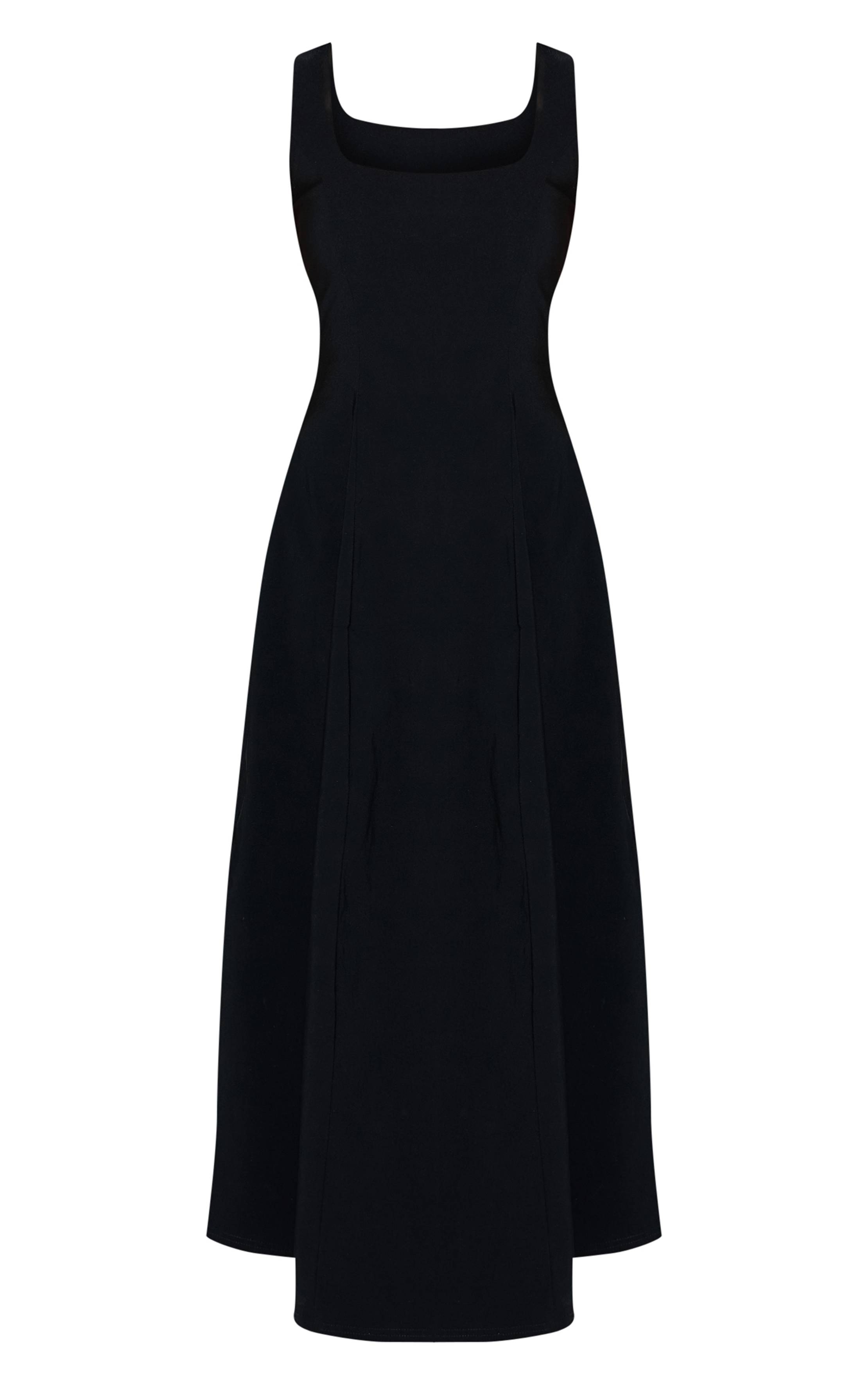 Noir Robe Longue Sans Manches À Encolure Dégagée
