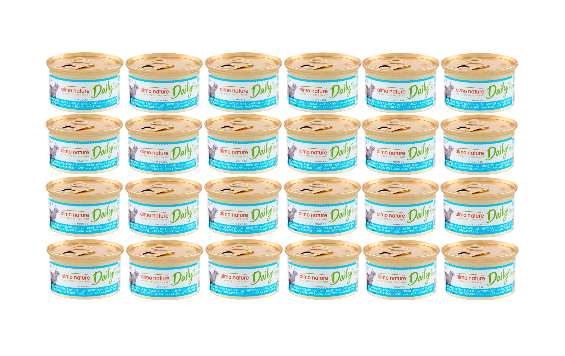 Nassfutter Daily Mousse mit Thunfisch und Kabeljau 24 x 85gAlleinfuttermittel für ausgewachsene Katzen