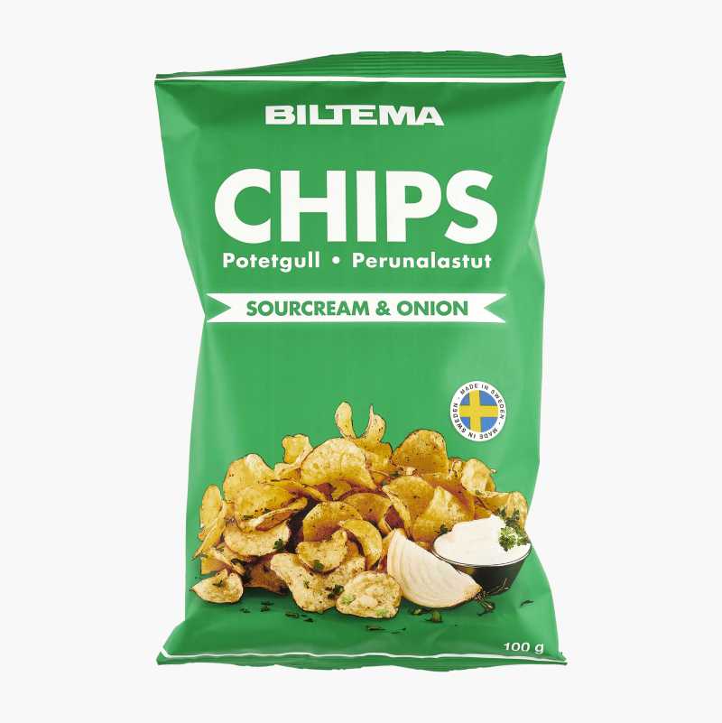 Chips, sourcream and onion, 100 g