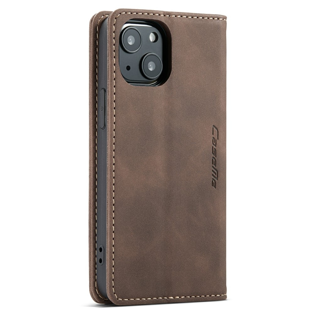 iPhone 13 Leder Tasche Flip Wallet Etui mit Kartenfächern - Braun