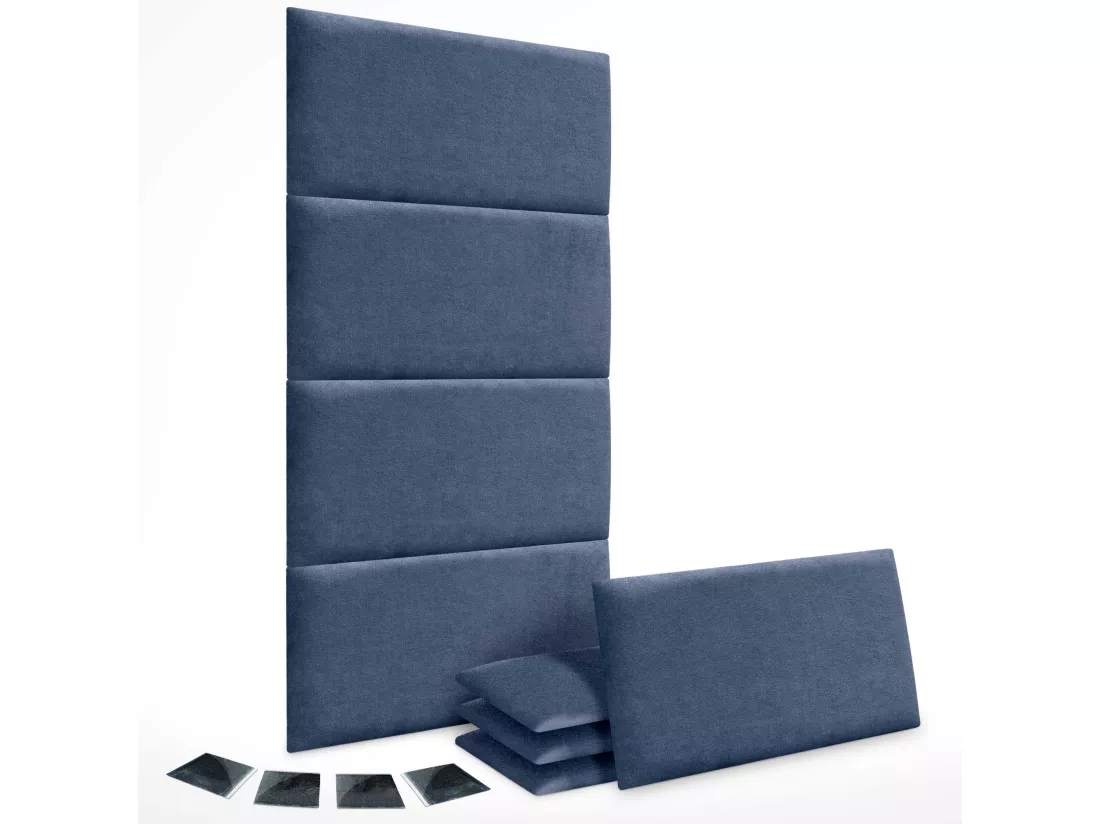DHOME Lot de 8 Panneaux Rembourrés en Tissu Aqualine Autocollants pour Mur Acoustiques Absorbants Protection contre les Chocs (Bleu, 60x50cm, x8)