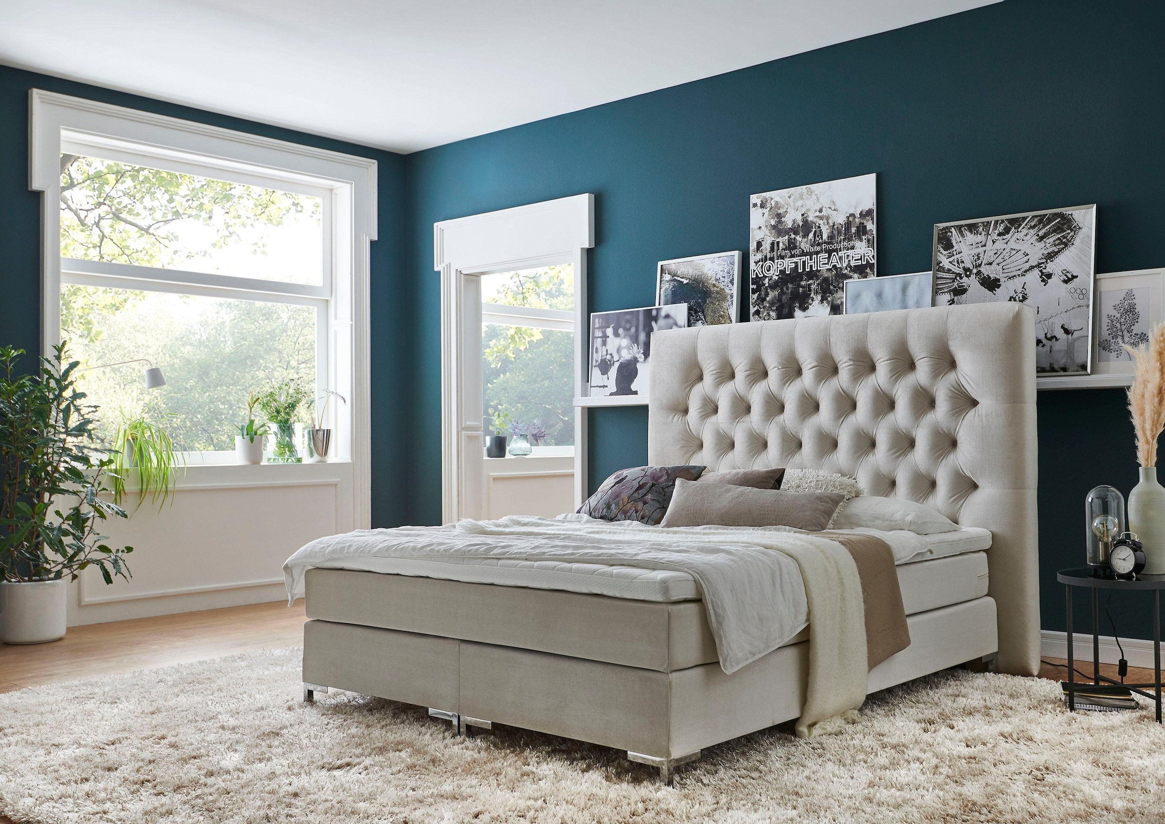 ATLANTIC home collection Boxspringbett »Ronja« mit Topper und extra hohem Kopfteil