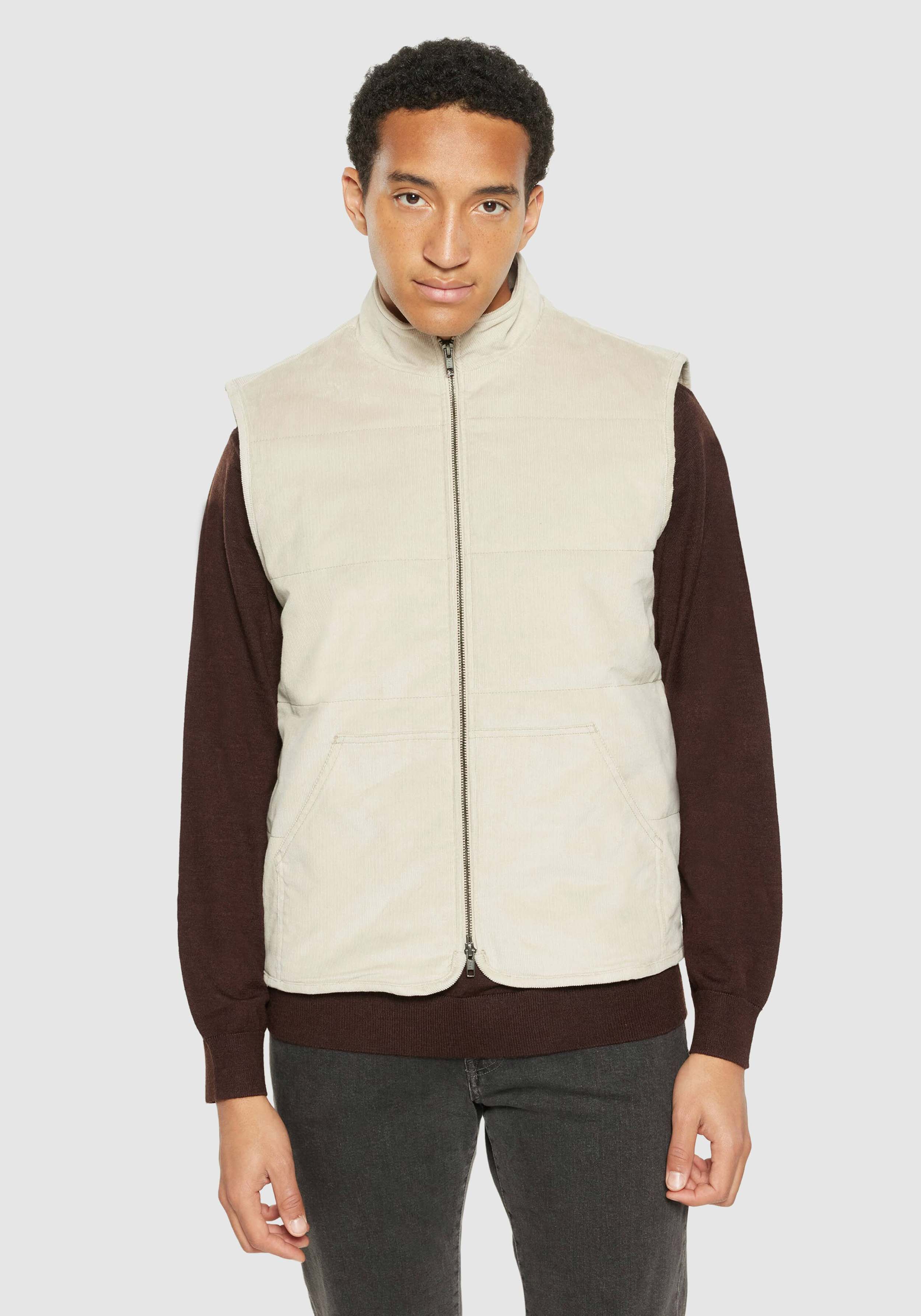 Knowledge Cotton Apparel Cord-Weste 11-Wales Corduroy Vest Light Feather Gray
