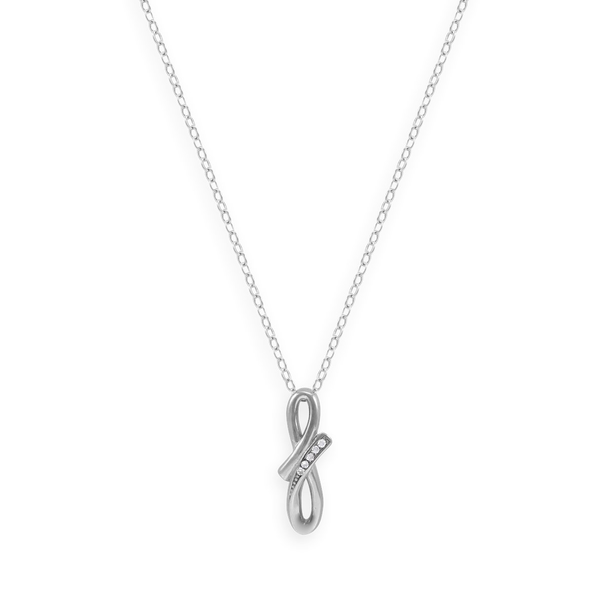 Collier en argent 925 rhodié avec oxydes de zirconium
