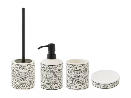 Set de salle de bain 4 pièces en porcelaine Noir et blanc