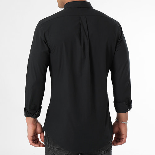Chemise Manches Longues Slim Poplin Stretch Noir