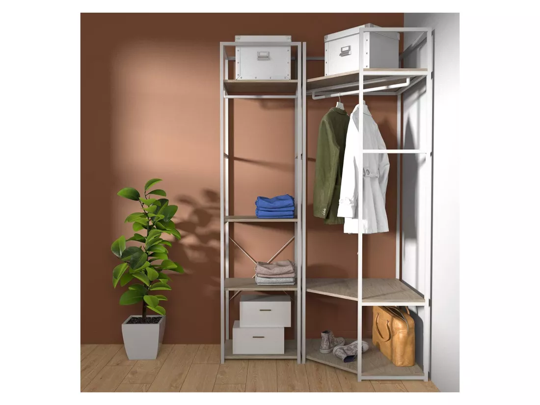 Portants vêtements bois et métal Blanc - Lot de 2