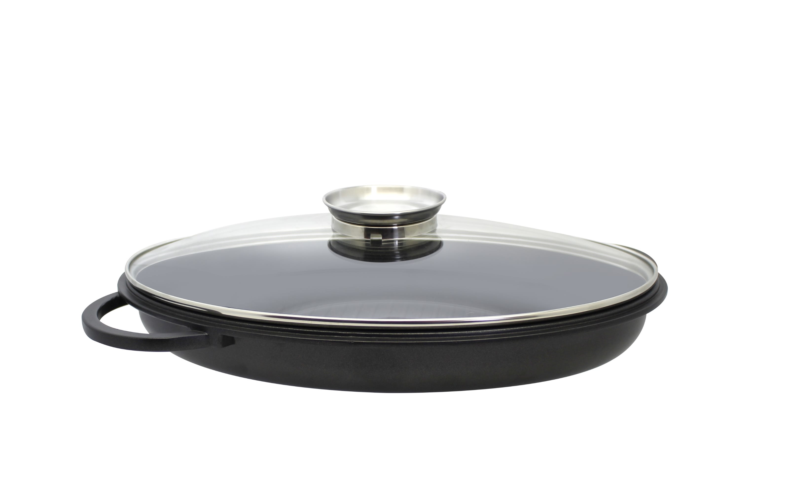 Alugussbräter Alucast, Glas-und Grilldeckel, 38 cm