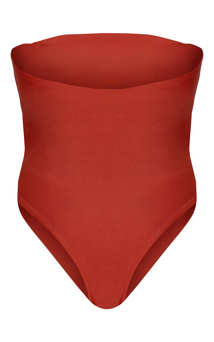 Rouille Maillot De Bain Bardot Avec Détail D'anneaux Et Découpes Sculptantes