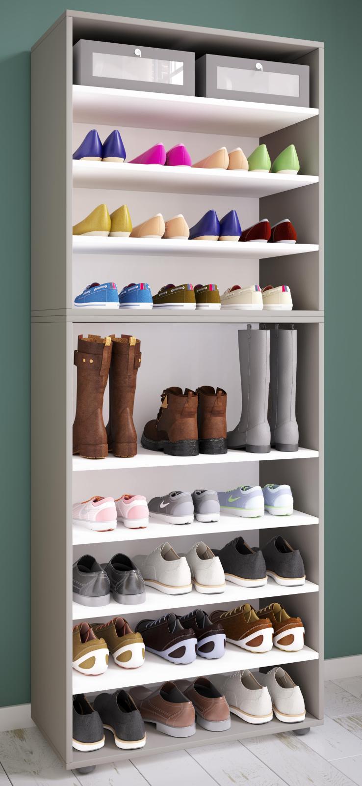 Schuhregal LONA XXL - grau - 9 Fächer - 70 cm