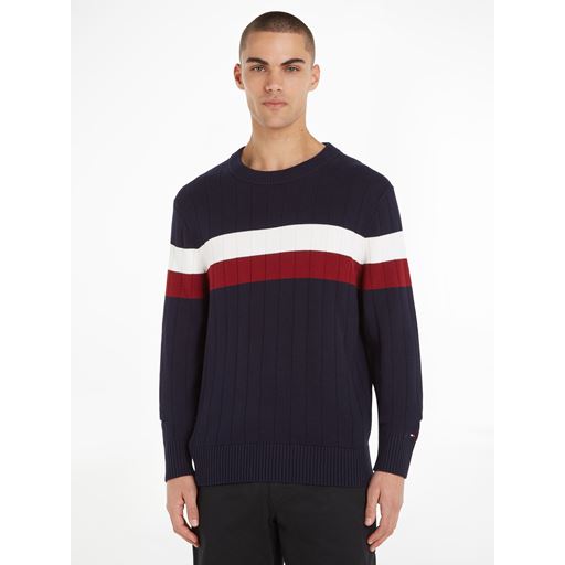 Tommy Hilfiger Colourblock Structure Striktrøje, Desert Sky, S