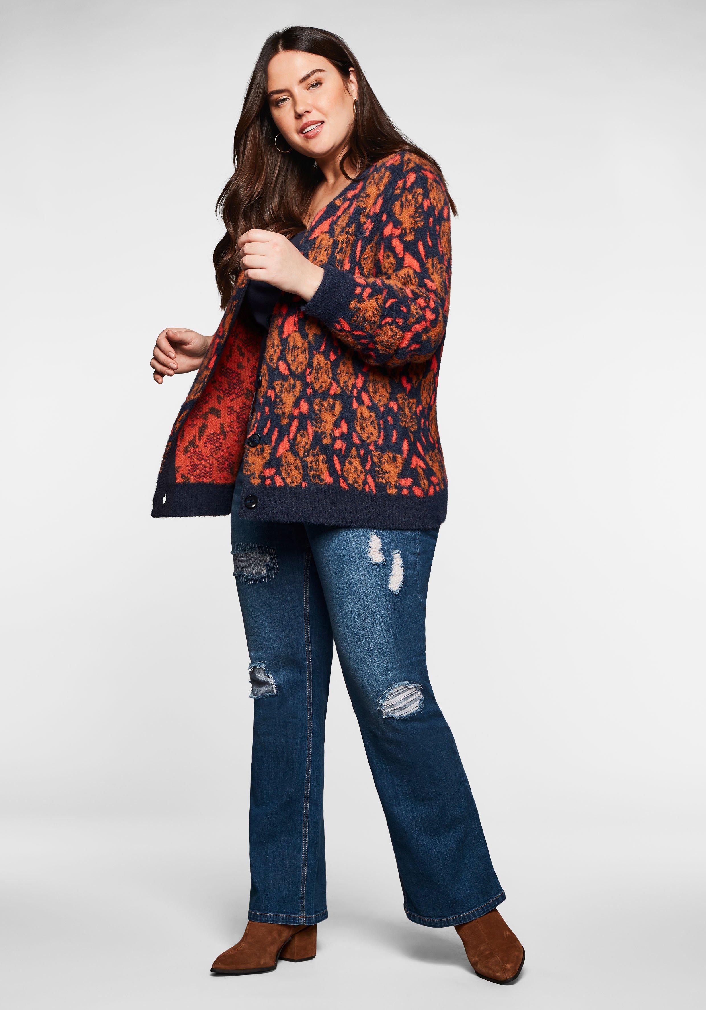 Strickjacke mit Rundhals und Jacquardmuster