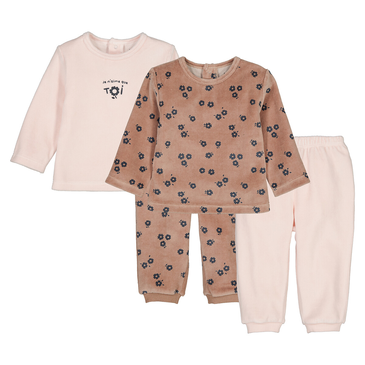 COLEÇÃO LA REDOUTE<br>Conjunto de 2 pijamas de veludo, 2 peças, estampa floral