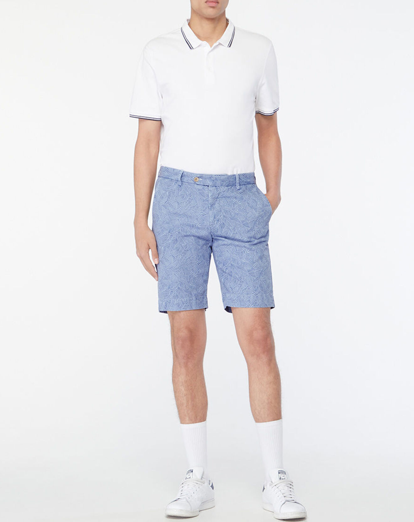 Hackett London Bermuda en Lin mélangé à imprimé feuillages bleu moyen