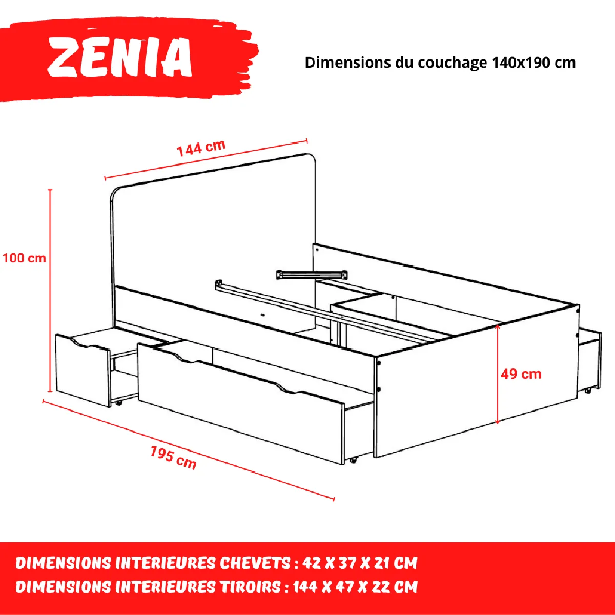 Le Quai des Affaires Lit ZENIA 140x190