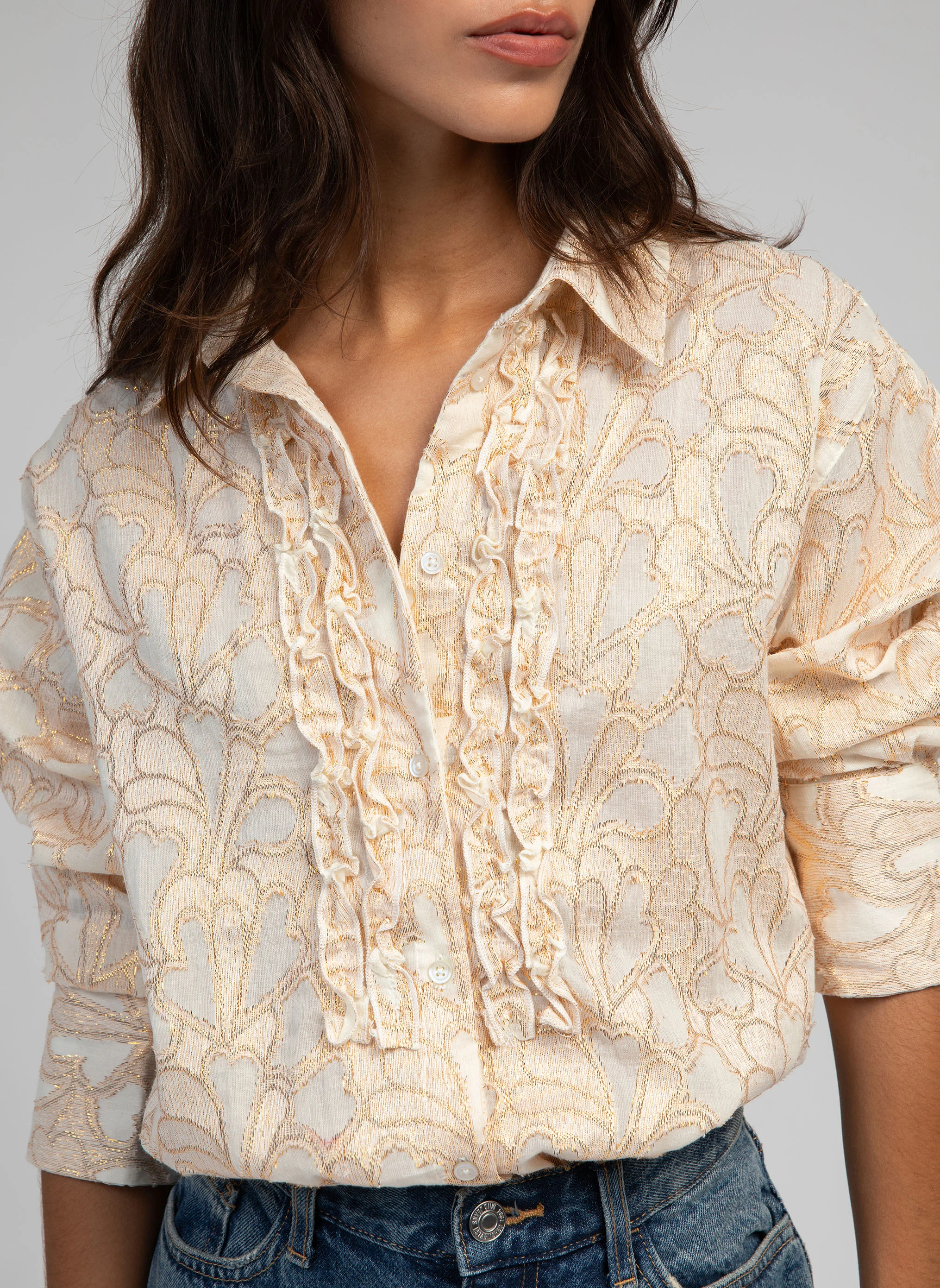 SOLOANE - Chemise imprimée en coton mélangé | Blanc