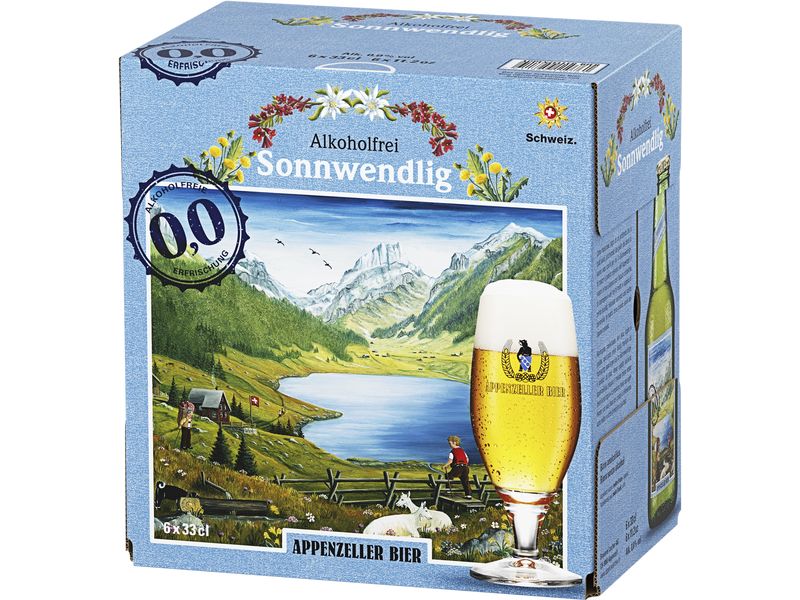 Appenzeller Bier Bier Sonnwendlig alkoholfrei 6 x 0.33 l Vollmundiges Bier ohne Alkohol