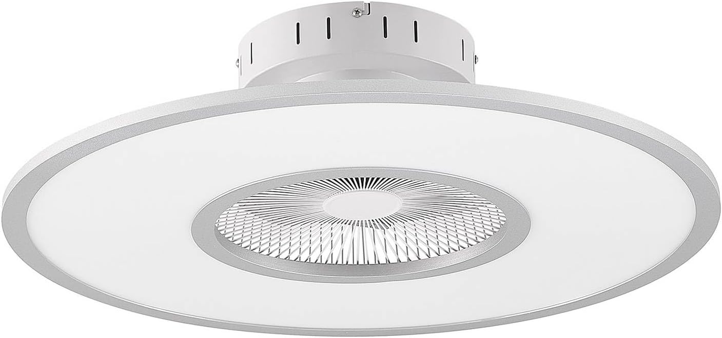 Lindby LED Deckenventilator mit Lampe Romea dimmbar Leselampe (Modern) in Alu (1 flammig,) - Ventilator Wohnzimmerleuchte