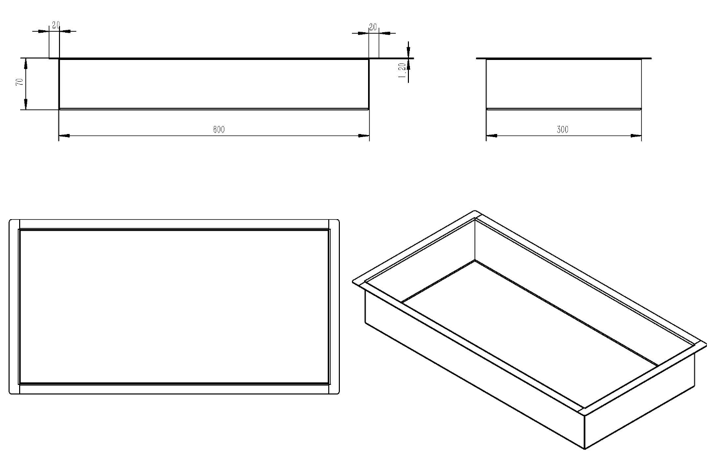 Mueller Gold inbouwnis 60x30x7cm geborsteld messing