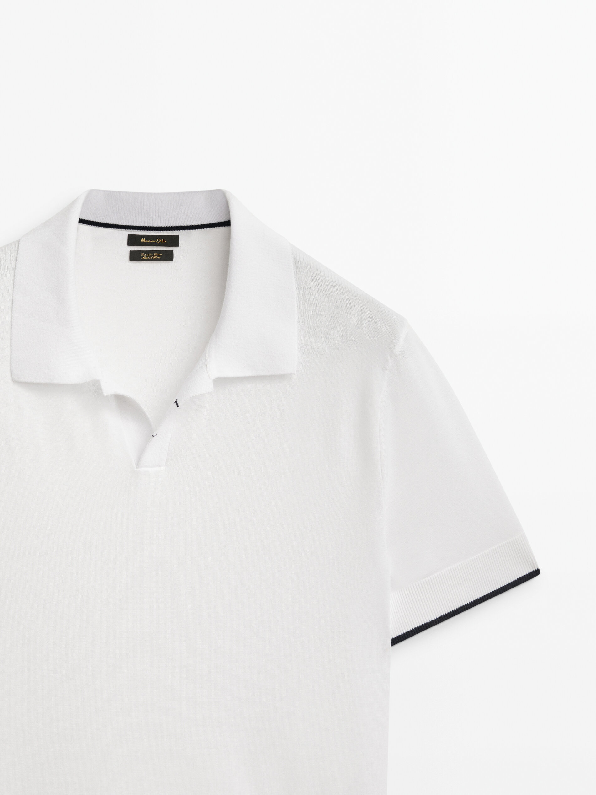Camisa polo de manga curta contrastante - BRANCA