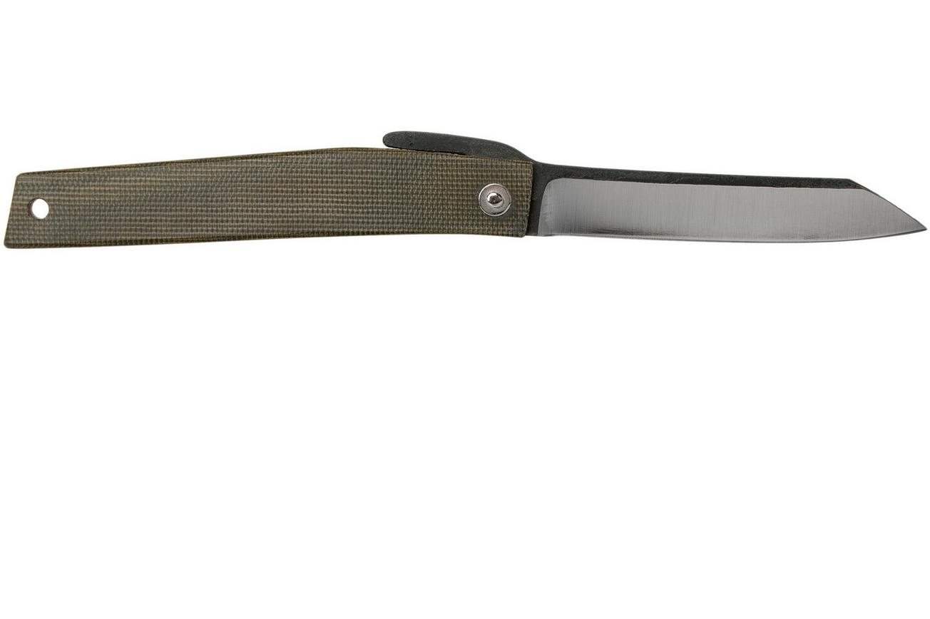 Ohta FK9 Higonokami-zakmes, Green Canvas Micarta