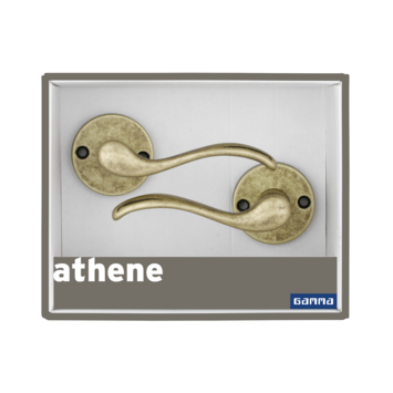 Gamma deurkruk set Athene rond rozet messing antiek